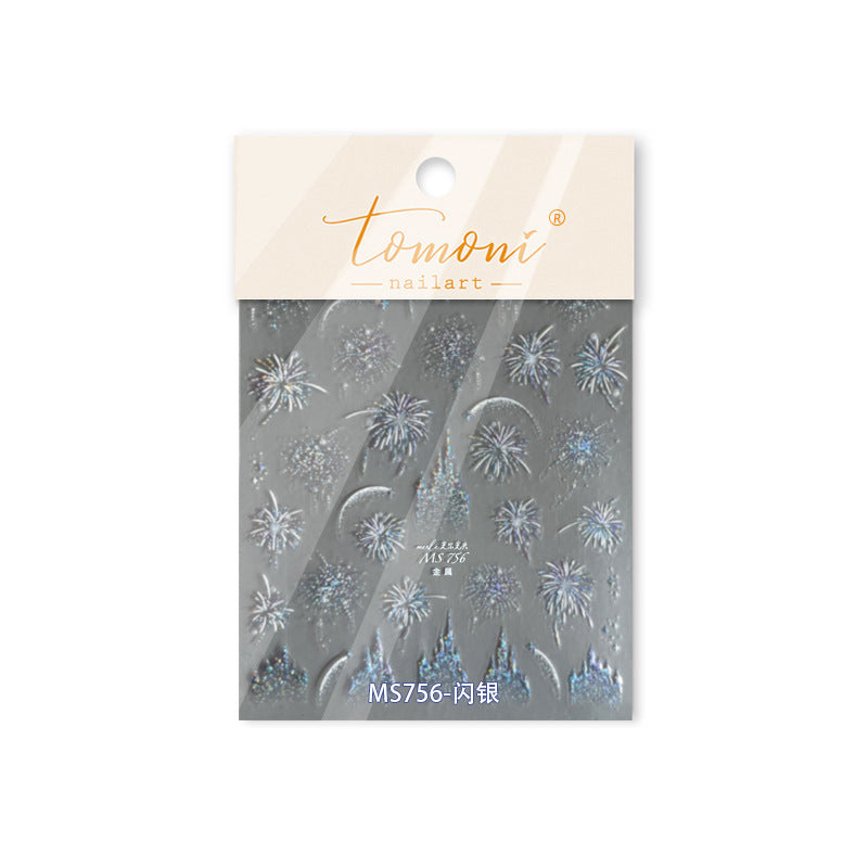Shell Light Firework Castle Collection: "Dreamy Shell Light Firework Castle" – 3D Embossed Nail Sticker