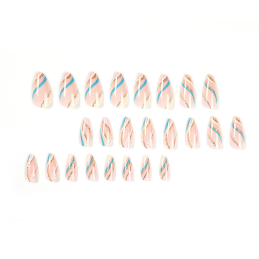 Nail patch wholesale simple multi-color wave nail piece nail Press on nails piece wholesale removable nail｜365nails