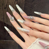 Pink Glitter Crystal Luxe Princess Nails