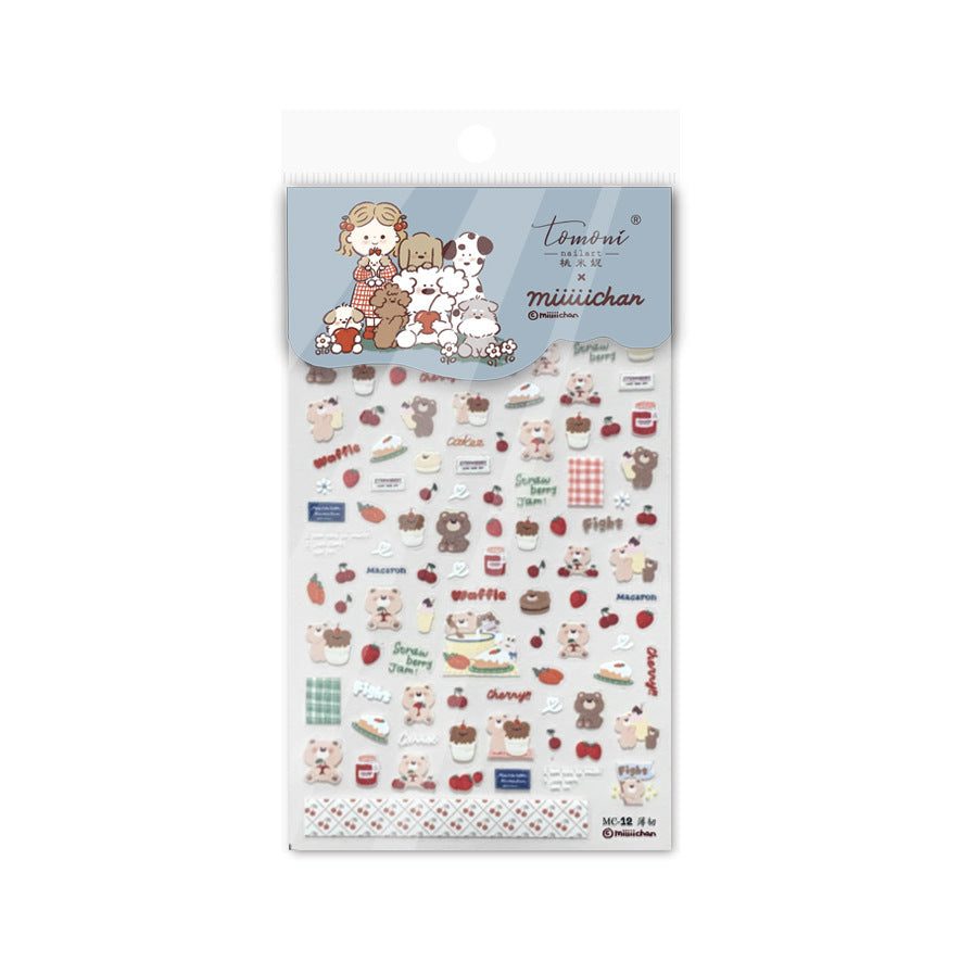 Strawberry Bear & Dessert Nail Sticker Set – "Strawberry Bear Dessert Party"