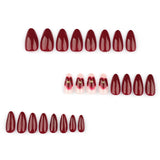 Simple red atmospheric wearable manicure, advanced sense wearable nail film, short almond flower fake nail wholesale