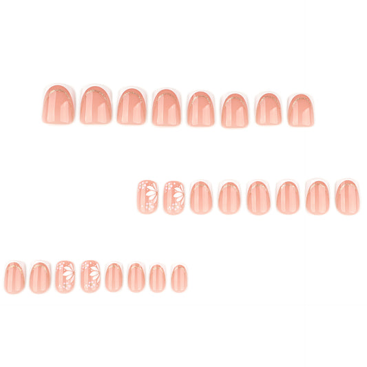 Simple and fresh French white short square press-on nails