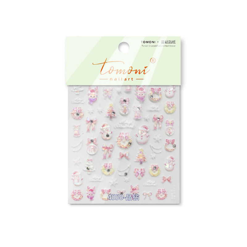 365nails：粉色聖誕水晶 — 美甲貼紙