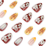Popular short almond 3D three-dimensional flower multi-color press-on nails