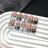 White French Star Cross Press On Nails