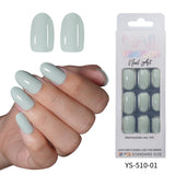 Popular solid color press on nails advanced sense versatile patch nail art short oval removable fake nail piece wholesale