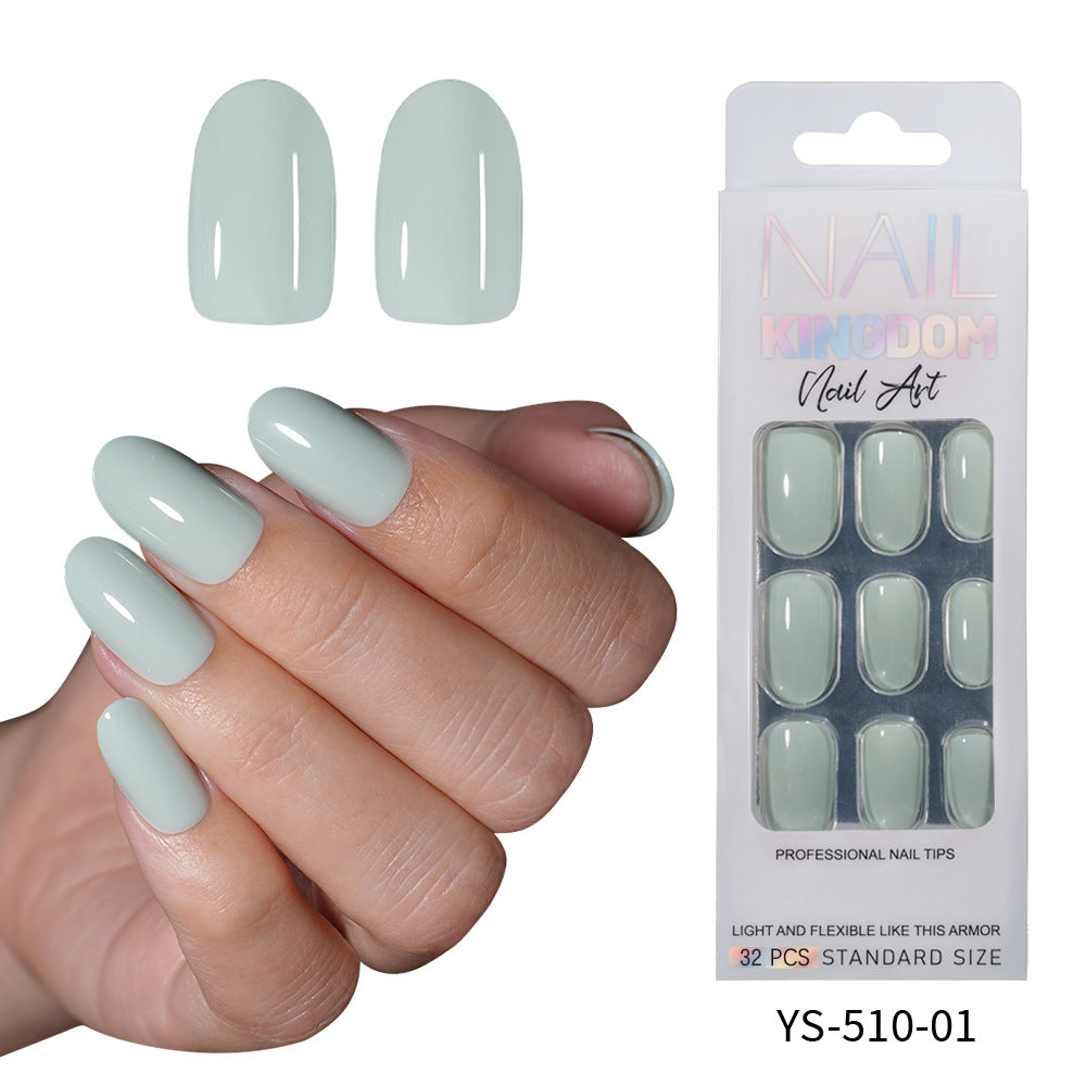 Popular solid color press on nails advanced sense versatile patch nail art short oval removable fake nail piece wholesale