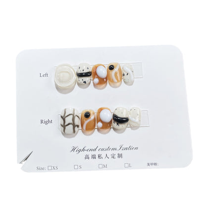 Autumn and winter new caramel smudge nail patch hand pinch three-dimensional  handmade press-on nails wearable nail sticker｜365nails