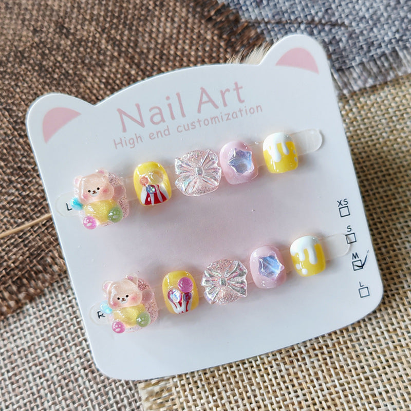 365nails: "pastel gummy bear" – short round handmade kids press-on nails