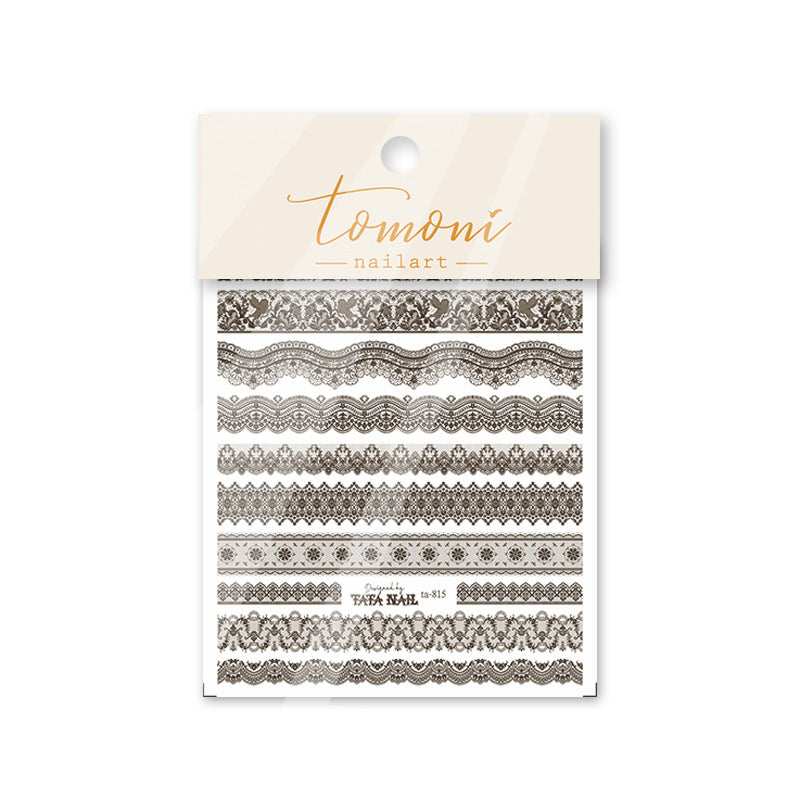 Vintage Lace: "White Lace Stripe" – 3D Embossed Nail Sticker