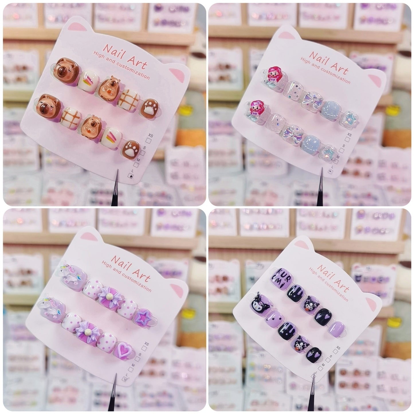 Cute Cartoon Kids Press On Nails Mixed Character Collection