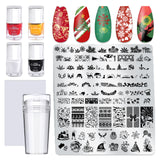 Christmas Nail Stamping Kit with Plates, Stamper & Polish Set (MOQ=3)