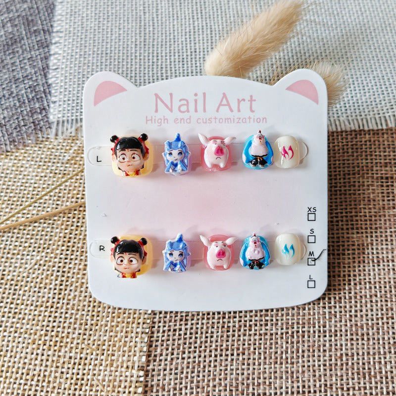365nails-Ne Zha Kids Series: "Magic Hero Squad" – Short Square Kids Nail Art