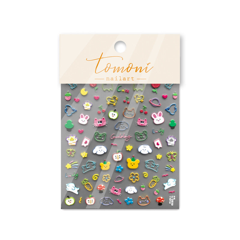 365nails: "Retro Smile Face Rainbow Heart" –Nail Art Stickers