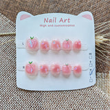 365nails: "pink sweetheart collection" – short round handmade kids press-on nails (4 styles)