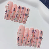 Blush Crystal Drop Glam Press On Nail Set