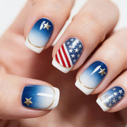365nails: Independence Day Ombre Gold Star Press-On Nails (USA)