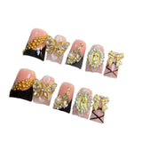 Black Gold Baroque Bow Luxury Press On Nails