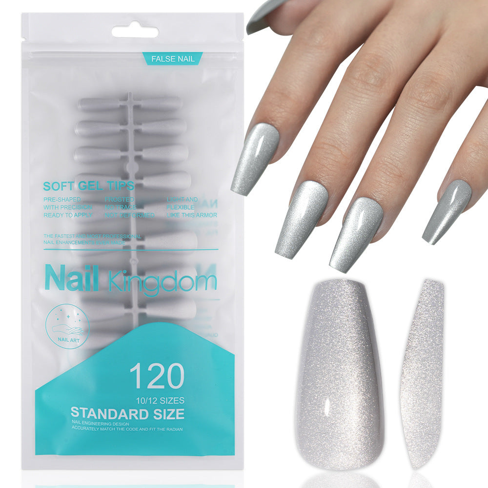 Cat eye press on nails, flash Spice Girl patch manicure removable trapezoidal nail 120 pieces boxed fake nails