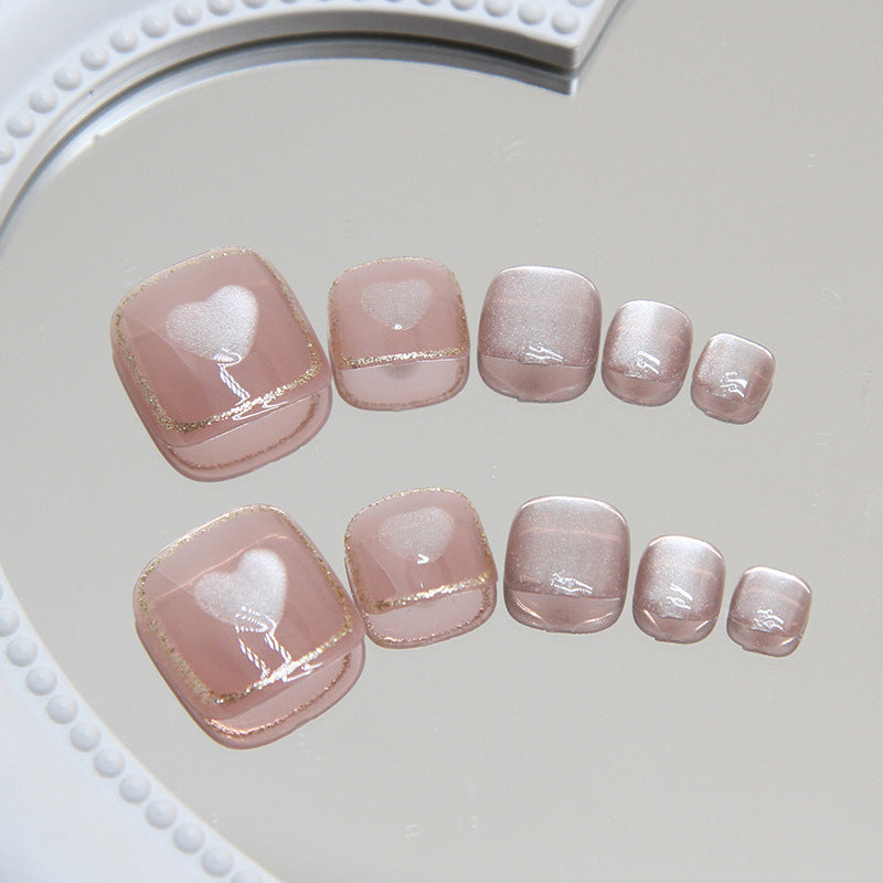 Summer pink cat eye love wearing armor flash fan group sweet girl Press-on toenails fake nails Press-on toenails nail mixed batch nails｜365nails