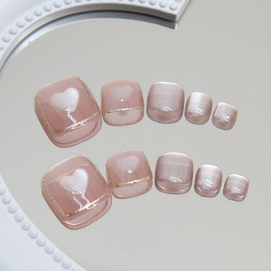 Summer pink cat eye love wearing armor flash fan group sweet girl Press-on toenails fake nails Press-on toenails nail mixed batch nails｜365nails