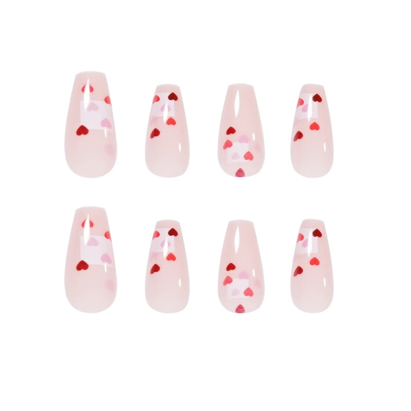 Taoxin 系列 方形愛心款穿戴甲 情人節氣質成品 可拆卸｜365nails