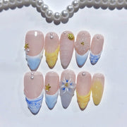 365nails-Serenidade à Beira-Mar: "Brisa do Oceano" – Unhas Postiças Amêndoas
