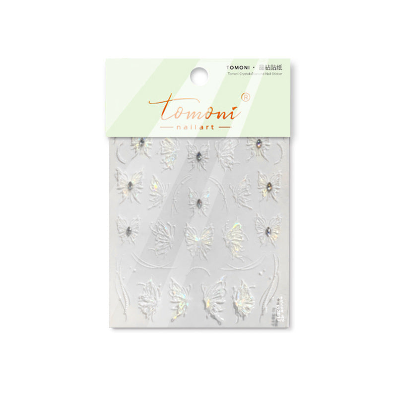 Crystal Butterfly Collection: "Ethereal Wings" – 3D Embossed Nail Sticker