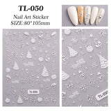 Crystal Diamond Christmas Tree Nail Art Sticker 5D Embossed Three-dimensional Gold Bead Christmas Tree DIY Nail Sticker Ornament TL