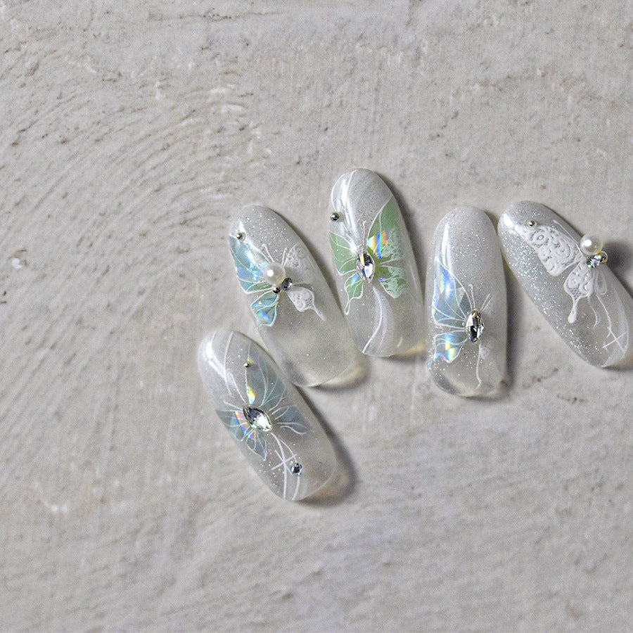 Holographic Butterfly Nail Stickers – 5D Embossed Iridescent Set