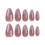 Simple solid color classic nail art, almond-shaped wearable nail art piece｜365nails