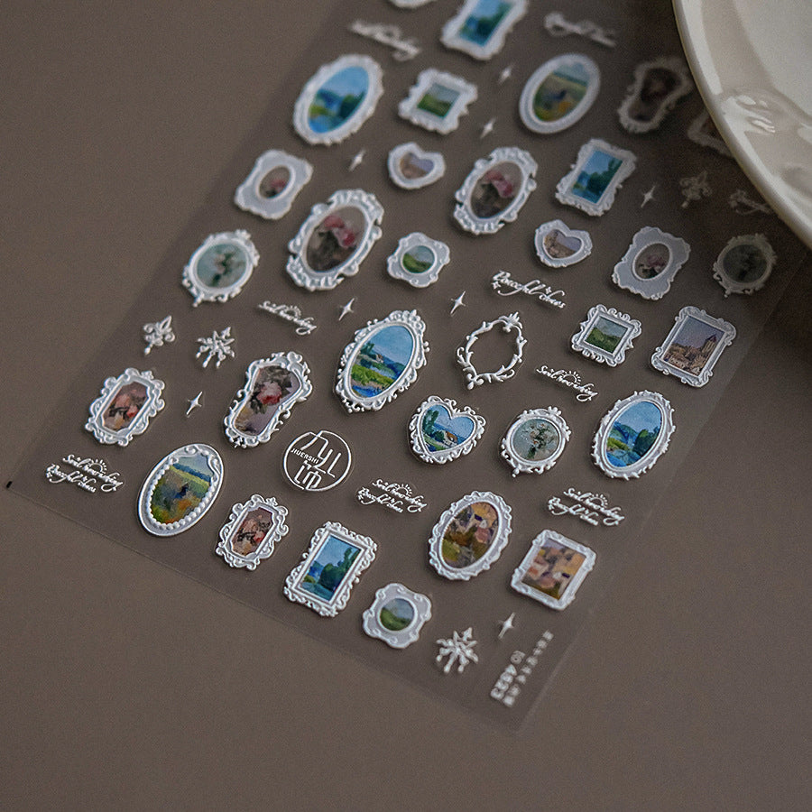 Vintage Frame Collection: "Antique Gallery" – 3D Metallic Nail Sticker