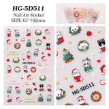 Original Christmas element nail art sticker 5D relief three-dimensional happy Christmas DIY nail sticker jewelry HG model