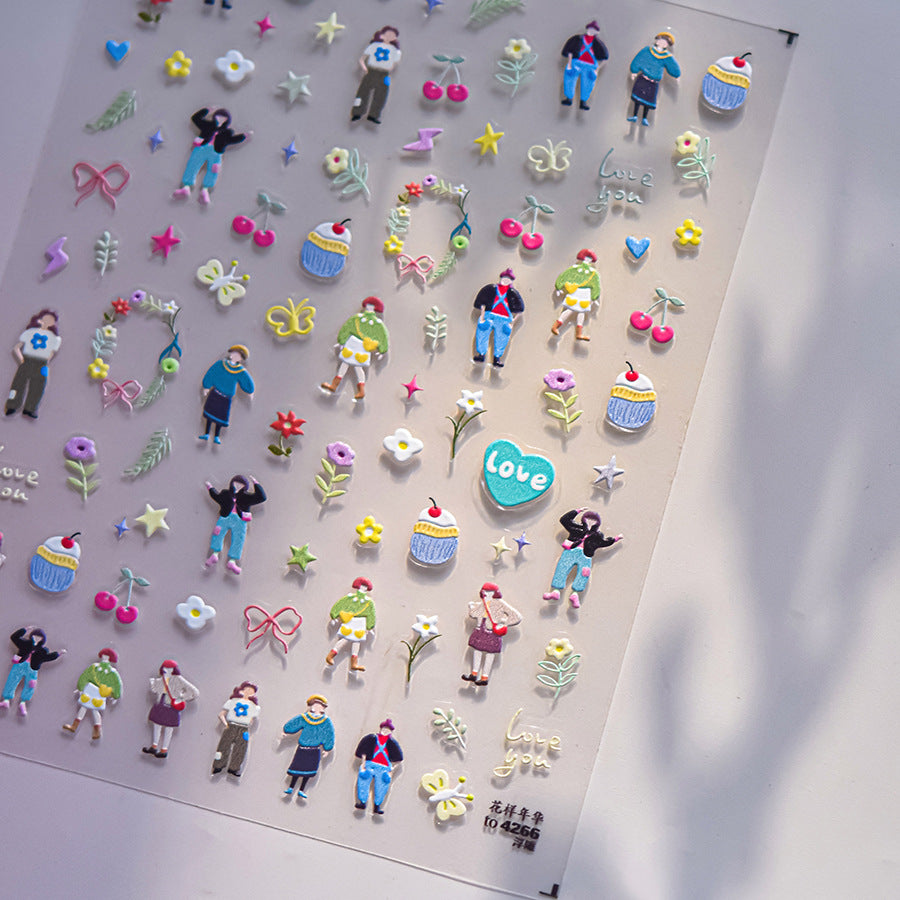 365nails: 데이지와 장미의 봄 정원 – 네일 아트 스티커