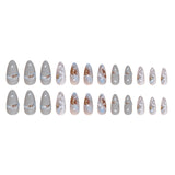 Almofadas de unhas postiças azuis claras, unhas artificiais, almofadas de unhas removíveis tridimensionais, 24 fotos｜365nails