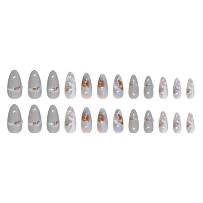 Almofadas de unhas postiças azuis claras, unhas artificiais, almofadas de unhas removíveis tridimensionais, 24 fotos｜365nails