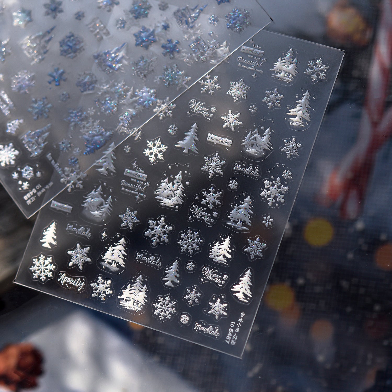 Winter Castle Collection: "Snowflake & Ice Castle" – 3D Embossed Nail Sticker