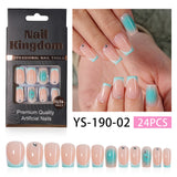 Orange French Floral Crystal Press On Nails (MOQ=3)