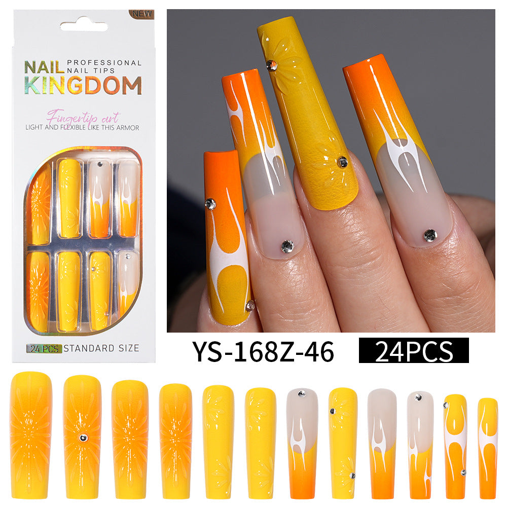 Long press on nails, French versatile patch nail art removable prefabricated fake nail press on nails piece