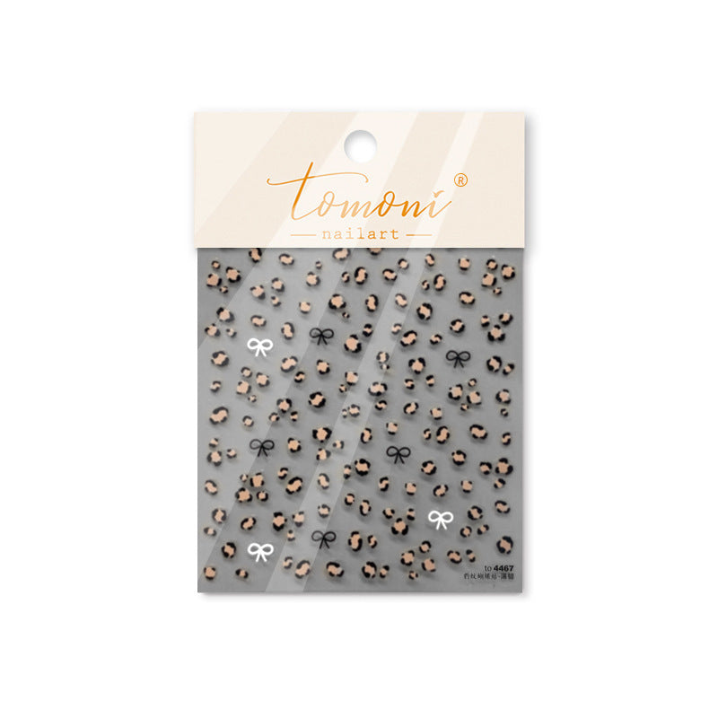 Leopard Print & Bow Nail Stickers – Cute Animal Print Collection