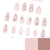 Short almond 3D three-dimensional flower fresh press-on nails