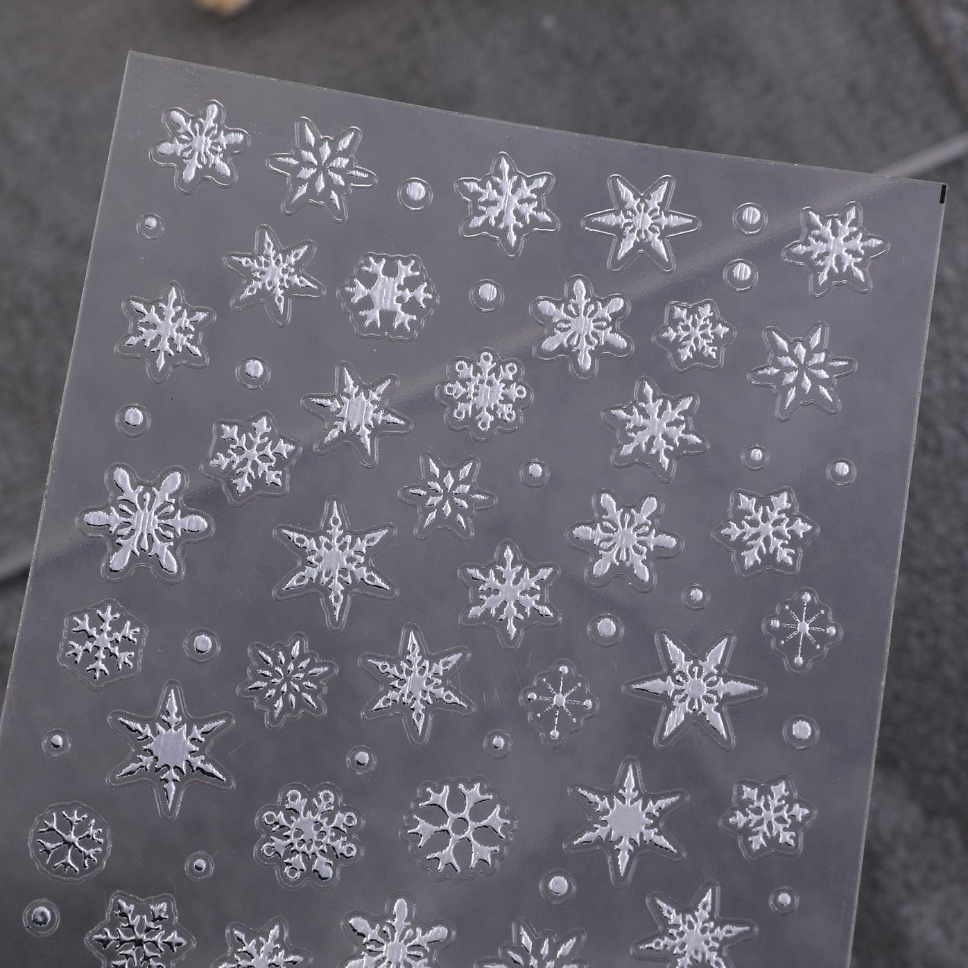 Winter Laser Snowflake Nail Art Sticker 5D Embossed Three-dimensional Hot Silver Snowflake DIY Nail Sticker Jewelry SL