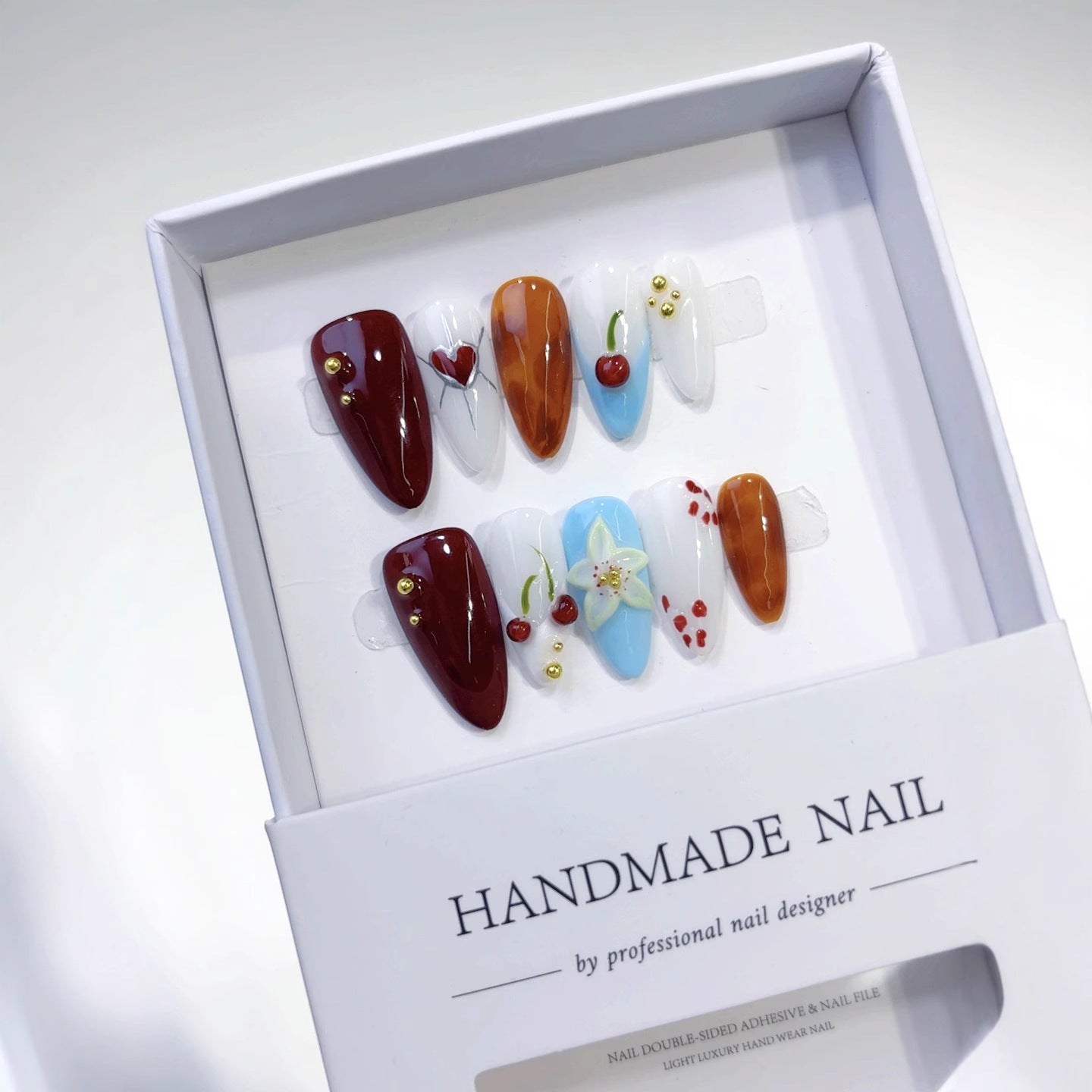 Fruitful Romance: "Cherry Amber" – Almond Press-On Nails