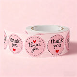 Pink "Thank You" Heart Sticker Roll | Cute Packaging Seals for Small Business