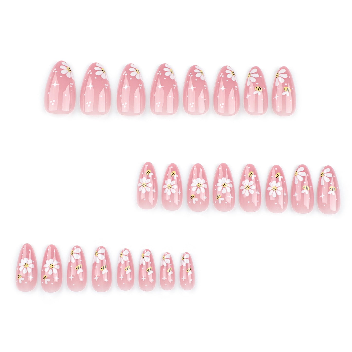 product summer little bee flower  wholesale short star  art fake nail｜365nails
