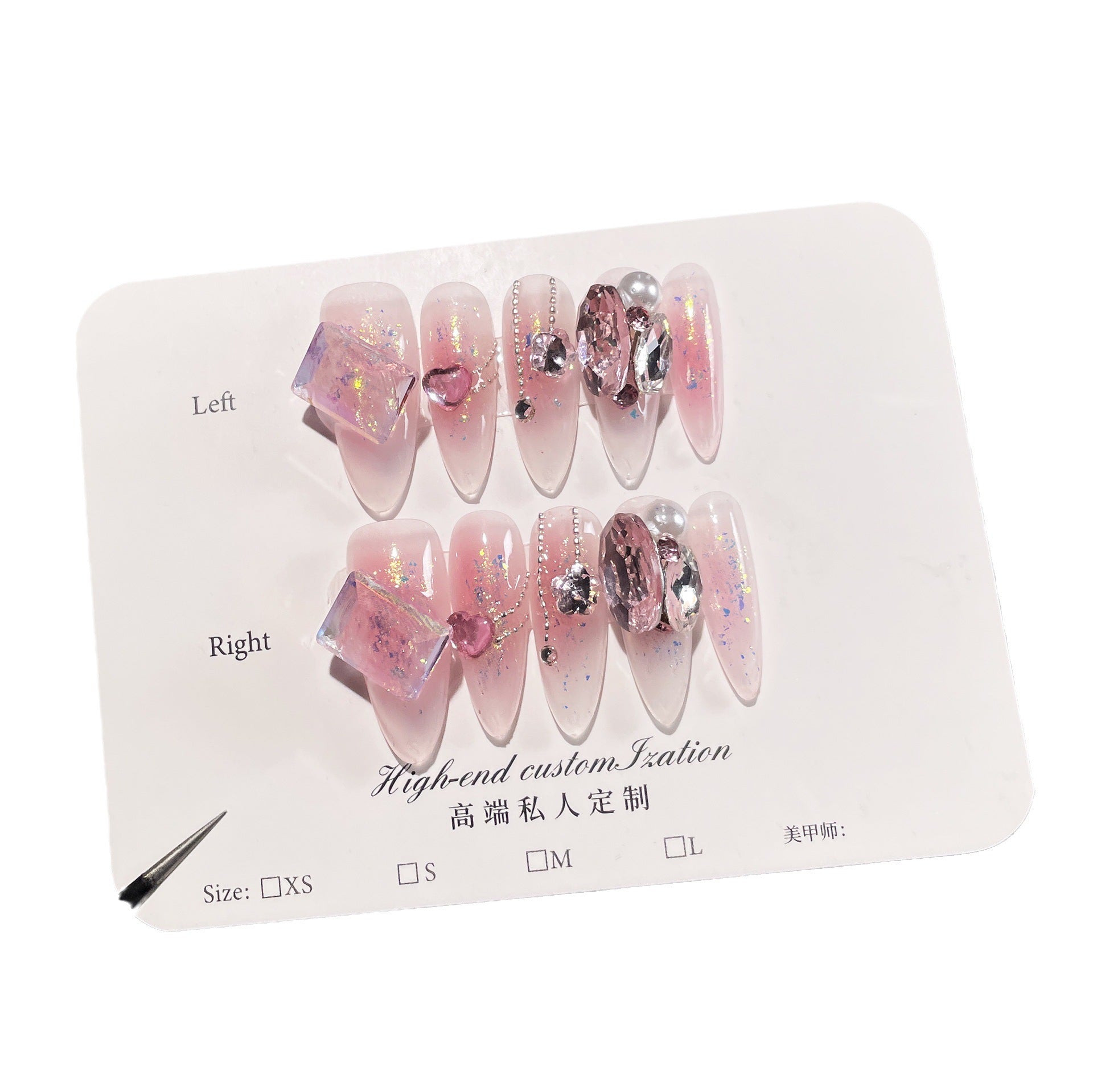 Unhas postiças artesanais, leves, luxuosas, com aerógrafo, blush, fototerapia avançada, adesivo para unhas, vestível, remendo de unha feito à mão ｜ 365nails