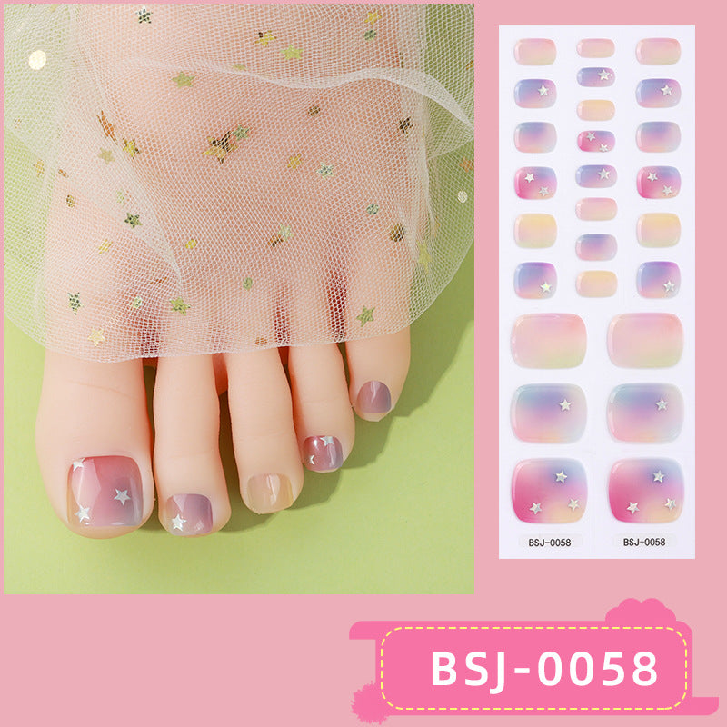 Semi-Cured Gel Nail Strips Toe Nails Four-Point Star Glossy Set (MOQ=3)