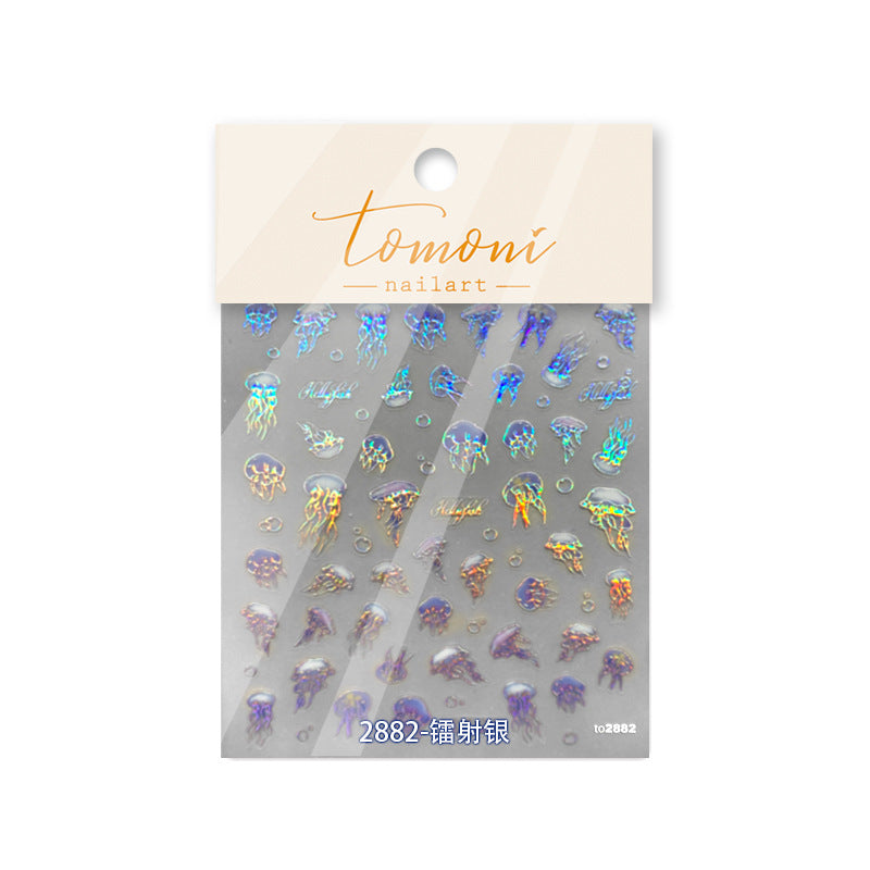 365nails: Adesivos para Unhas "Água-Viva Holográfica Prateada Oceano"