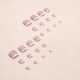 Unhas postiças francesas simples e puras com diamante rosa, modelo de unhas postiças estilo armadura, estilo doce para meninas, peça de unha postiça ｜365nails