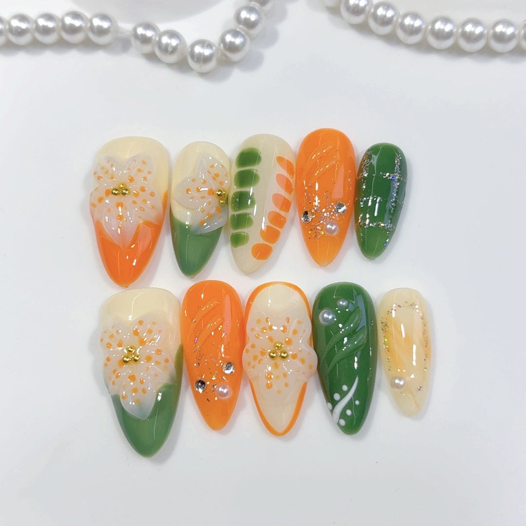 Frescor Cítrico Floral: "Orange Blossom" – Unhas Postiças de Amêndoa
